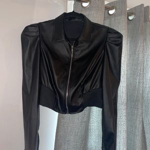 Black-Cropped Jacket- Small shoulder pads- Shein- Size XS